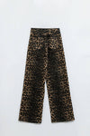 Leopard Print Straight Leg Denim