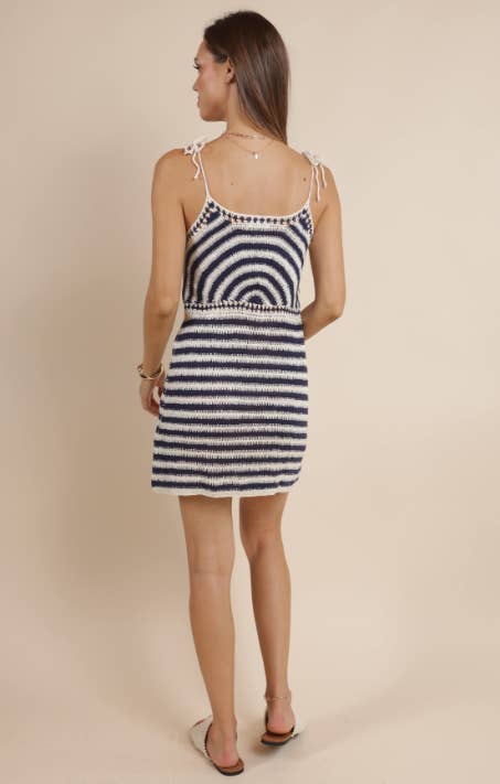 Wild Spirit Stripe Crochet Mini Dress