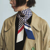 "Checkerboard" Silk Twill Skinny Scarf