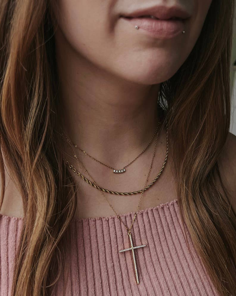 Addy Diamond Crystal Mini Bar Necklace