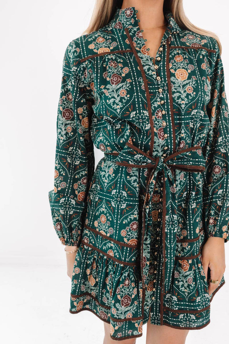 Hazel Long Sleeve Tie Dress