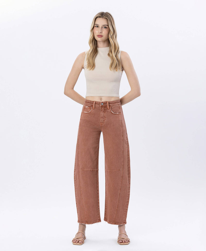 HIGH RISE TWIST BARREL JEANS