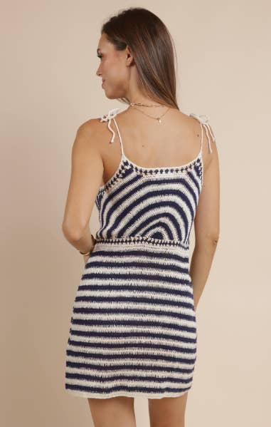 Wild Spirit Stripe Crochet Mini Dress