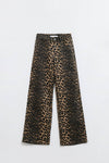 Leopard Print Straight Leg Denim