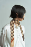 "Checkerboard" Silk Twill Skinny Scarf