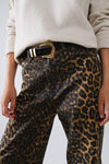 Leopard Print Straight Leg Denim