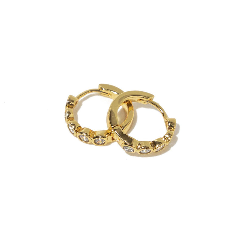 18K Gold Diamond Huggies