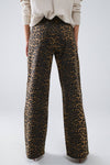 Leopard Print Straight Leg Denim