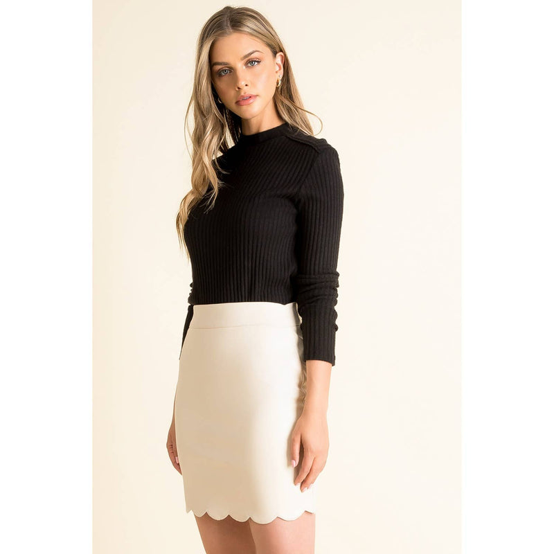 Leather Scallop Skirt