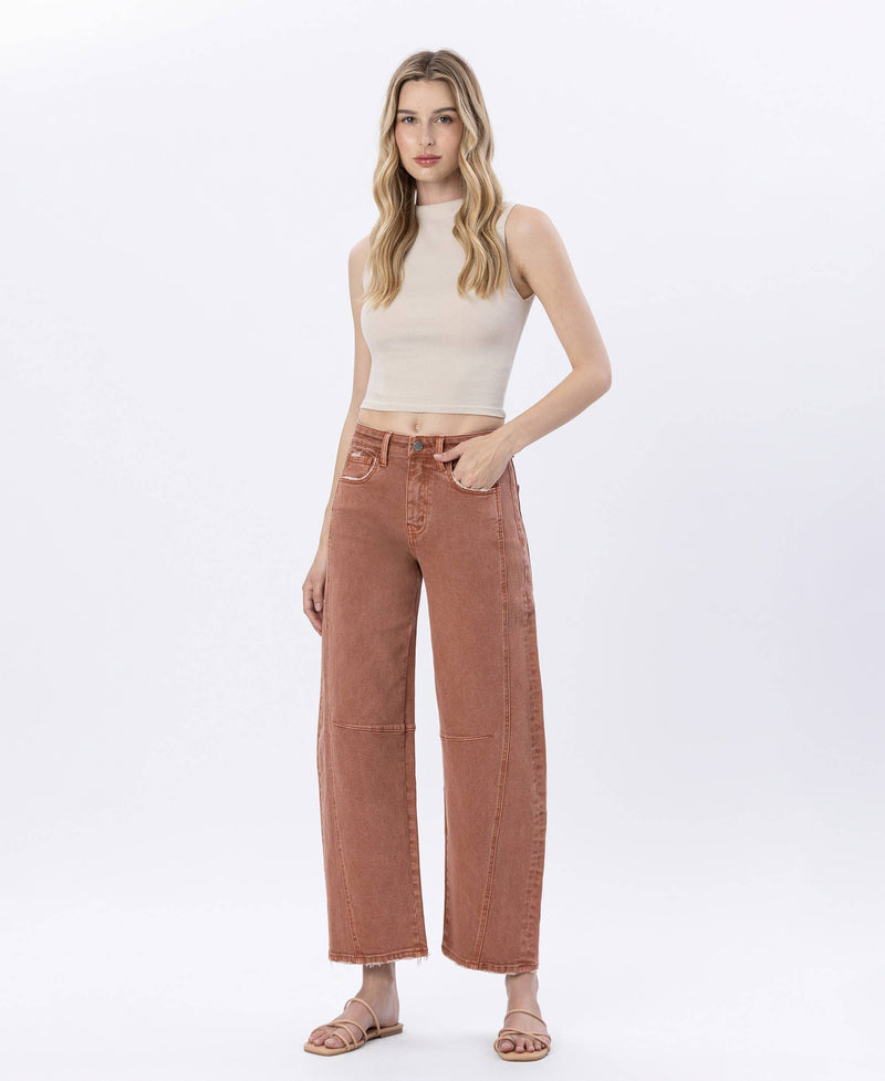 HIGH RISE TWIST BARREL JEANS